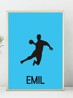 Håndballplakat med eget navn - blå - Plakatbar.no