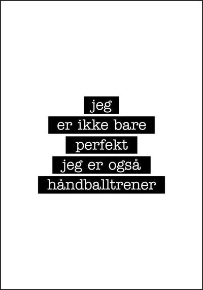 Håndballtrener - Jeg er ikke bare perfekt Plakat - Plakatbar.no