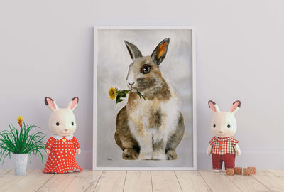 Håndmalt kanin til barnerom - Design av Hugøy - Plakatbar.no