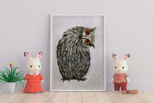 Håndmalt ugle til barnerom - Design av Hugøy - Plakatbar.no