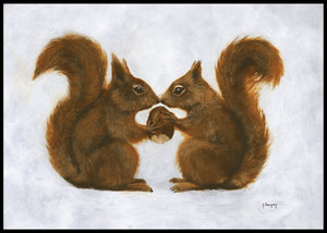 Håndmalte ekorn til barnerom - Design av Hugøy - Plakatbar.no