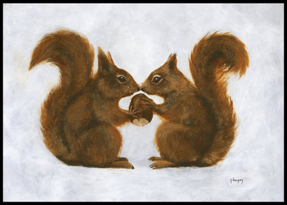 Håndmalte ekorn til barnerom - Design av Hugøy - Plakatbar.no