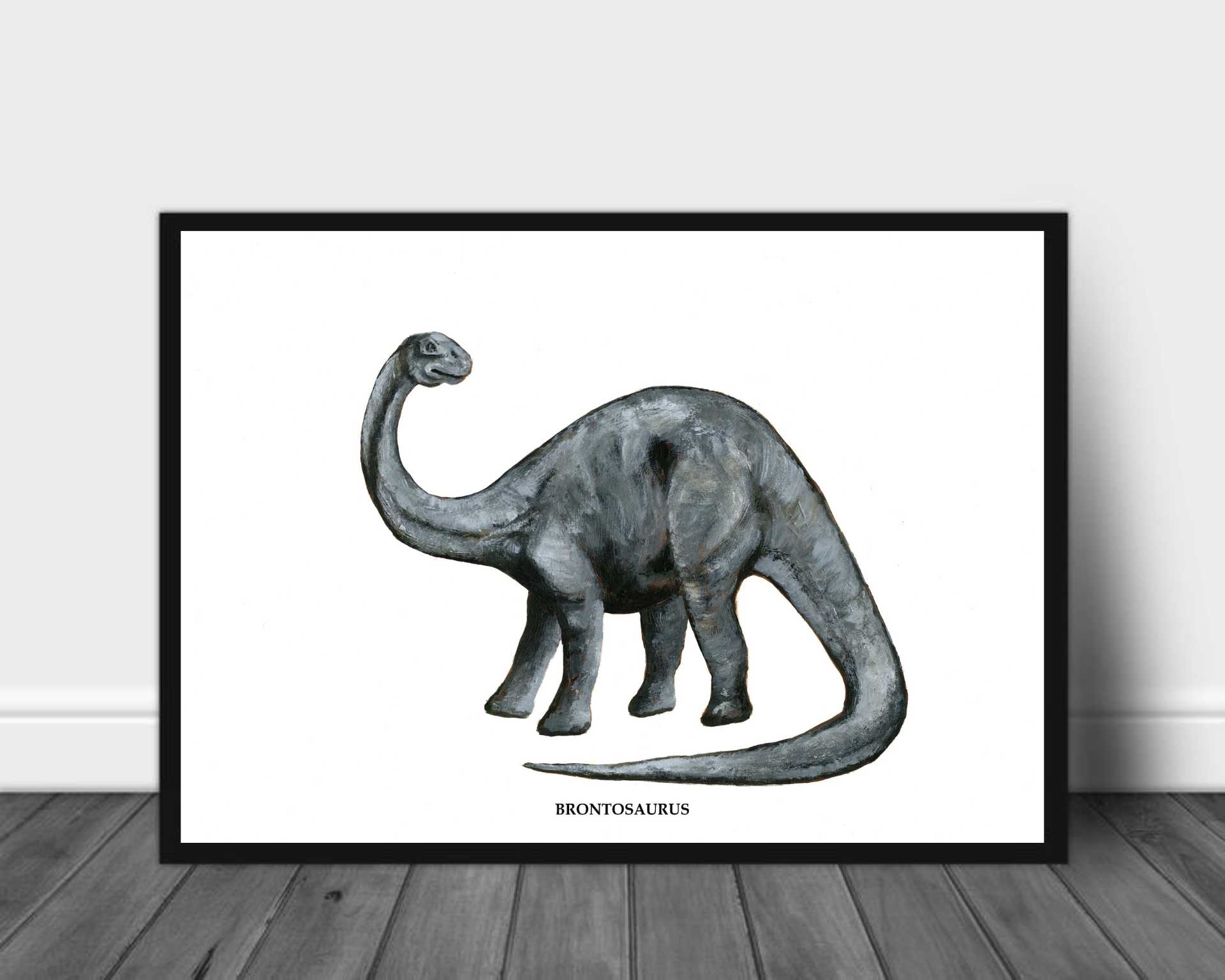 Håndtegnet dinosaur til barnerom - Brontosaurus - Design av Hugøy - Plakatbar.no