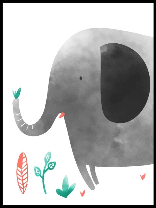 Håndtegnet elefant - plakat til barnerommet - Plakatbar.no
