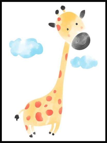 Håndtegnet giraff - plakat til barnerommet - Plakatbar.no