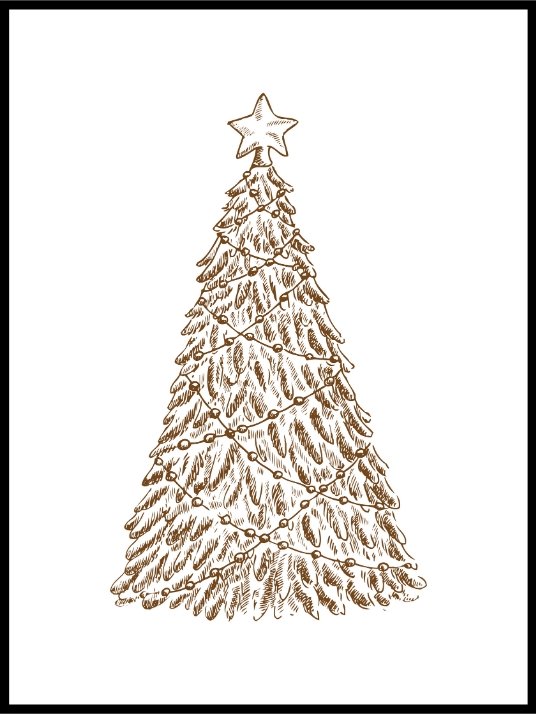 Håndtegnet juletre - juleplakat - Plakatbar.no