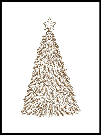 Håndtegnet juletre - juleplakat - Plakatbar.no