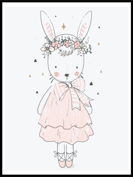 Håndtegnet kanin - søt plakat - Plakatbar.no