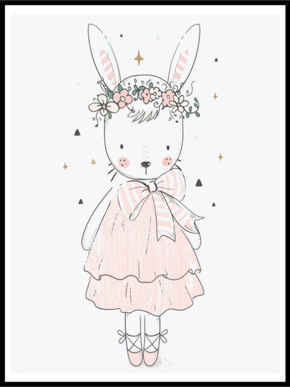 Håndtegnet kanin - søt plakat - Plakatbar.no