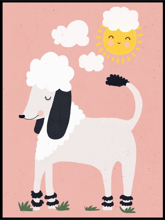 Happy Poodle Poster or Canvas