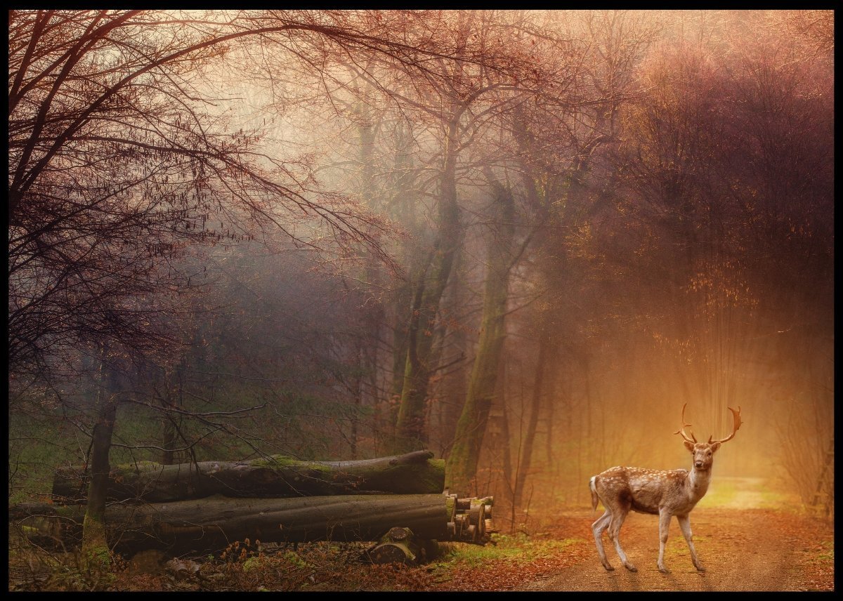 Hjort i skogen poster - Plakatbar.no