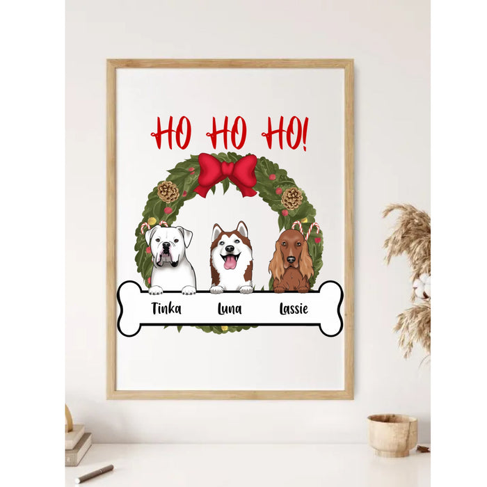 Ho ho ho - Personlig juleplakat med 1-3 hunder - Plakatbar.no