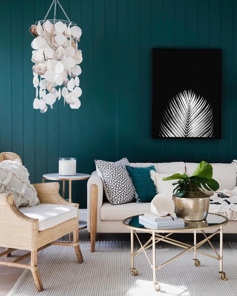 Hvit palme på sort bakgrunn - Plakat - Plakatbar.no