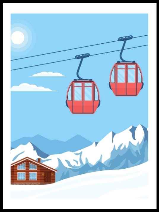 Hytteplakat - Skiheis over hytten - Plakatbar.no