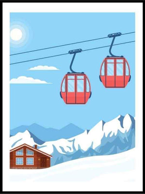 Hytteplakat - Skiheis over hytten - Plakatbar.no