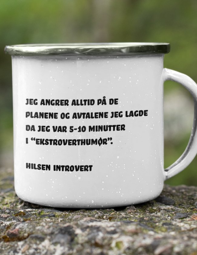 Introvert - Enamel mug with silver rim
