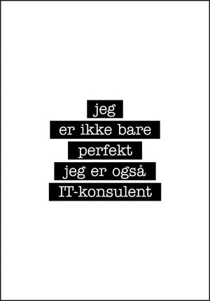 IT-konsulent - Jeg er ikke bare perfekt Plakat - Plakatbar.no