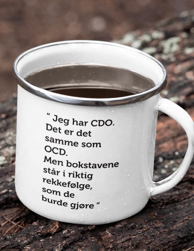 Jeg har CDO - Emaljekopp med sølvkant
