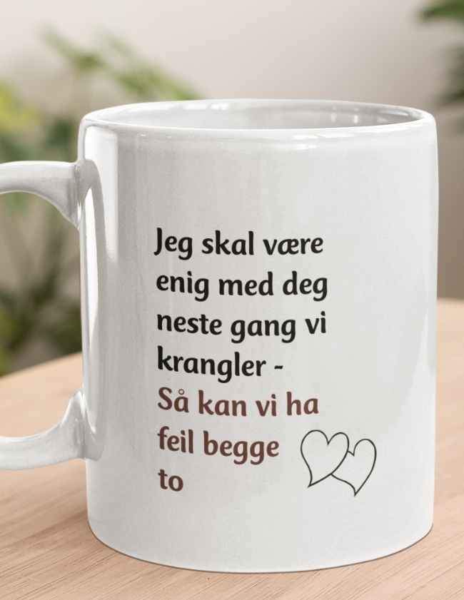 Jeg er enig, når vi skændes - sjovt krus