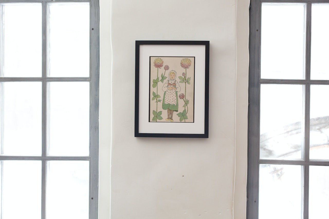 Jenten og blomstene - Lisbeth Berg plakat - Plakatbar.no