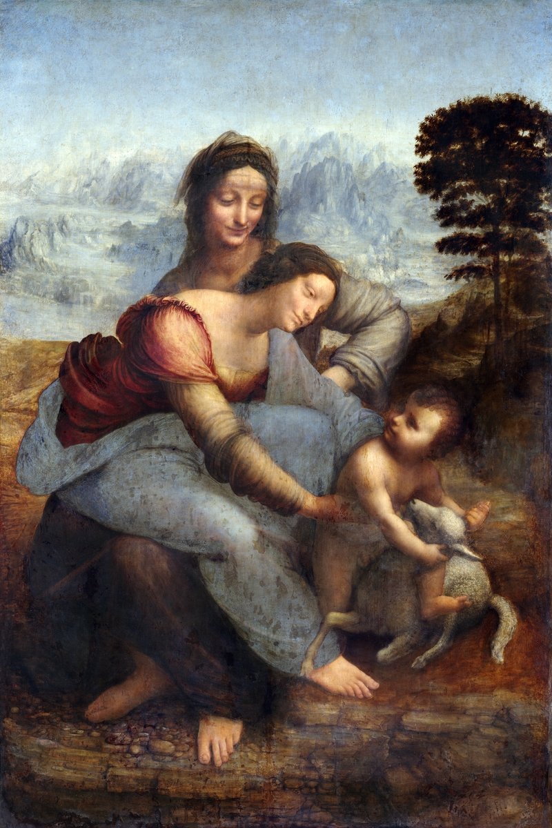 Jomfruen og barnet med Saint Anne, Leonardo da Vinci- Plakat