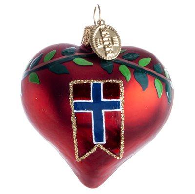 Julehjerte med norsk flagg - julepynt - Plakatbar.no