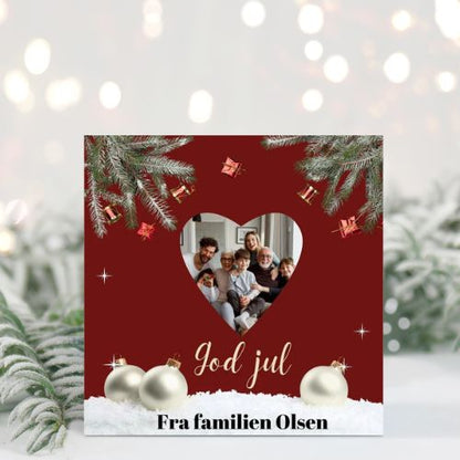 Julekort med eget bilde i hjerte - 10pk - Plakatbar.no