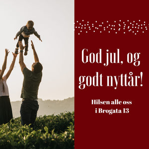 Julekort med eget bilde og tekst -Rødt design - 10pk - Plakatbar.no