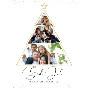 Julekort med egne bilder formet som et juletre - 10pk - Plakatbar.no