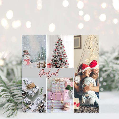 Julekort med juledesign og eget bilde - 10pk