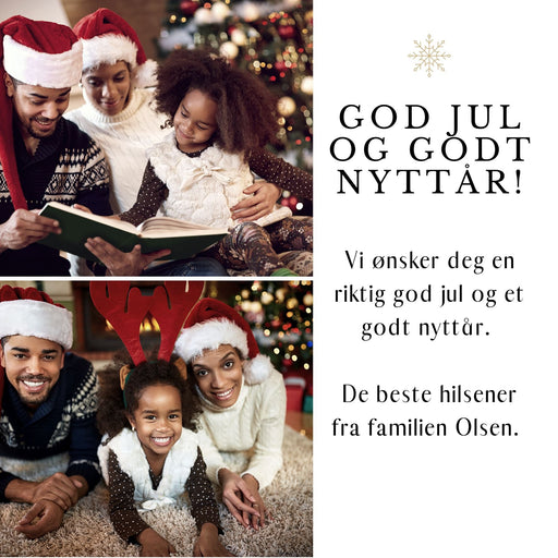 Julekort med to egne bilder og egen tekst - 10pk - Plakatbar.no