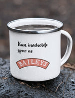 Kan inneholde spor av Baileys - Emaljekopp med sølvkant - Plakatbar.no