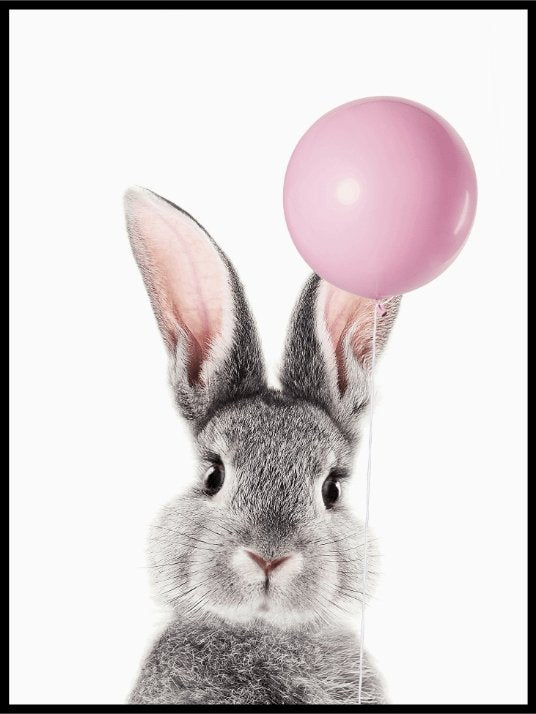 Kanin med ballong - søt plakat - Plakatbar.no