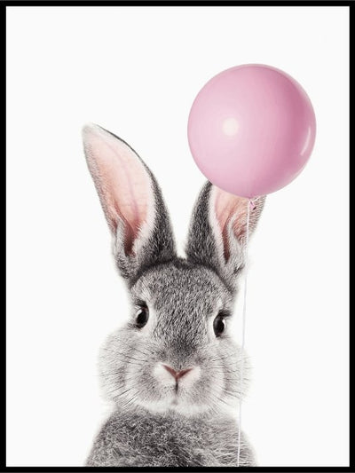 Kanin med ballong - søt plakat - Plakatbar.no