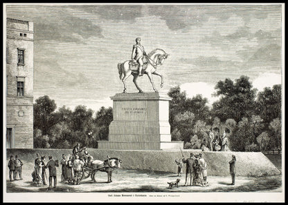 "Karl Johans monument i Christiania" av Oscar Wergeland - plakat eller lerret - Plakatbar.no