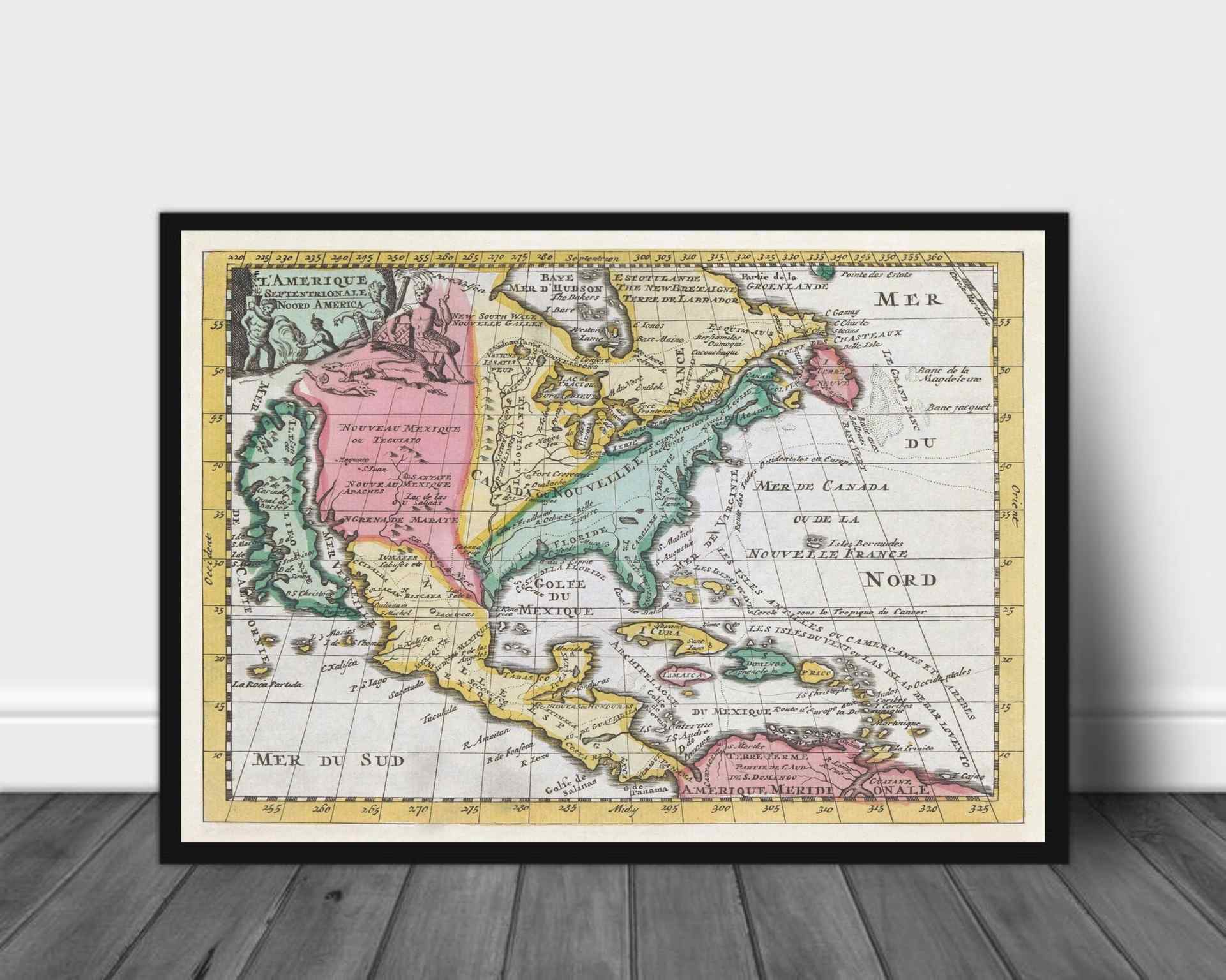 Kart over Nord Amerika - plakat - Plakatbar.no