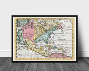 Kart over Nord Amerika - plakat - Plakatbar.no