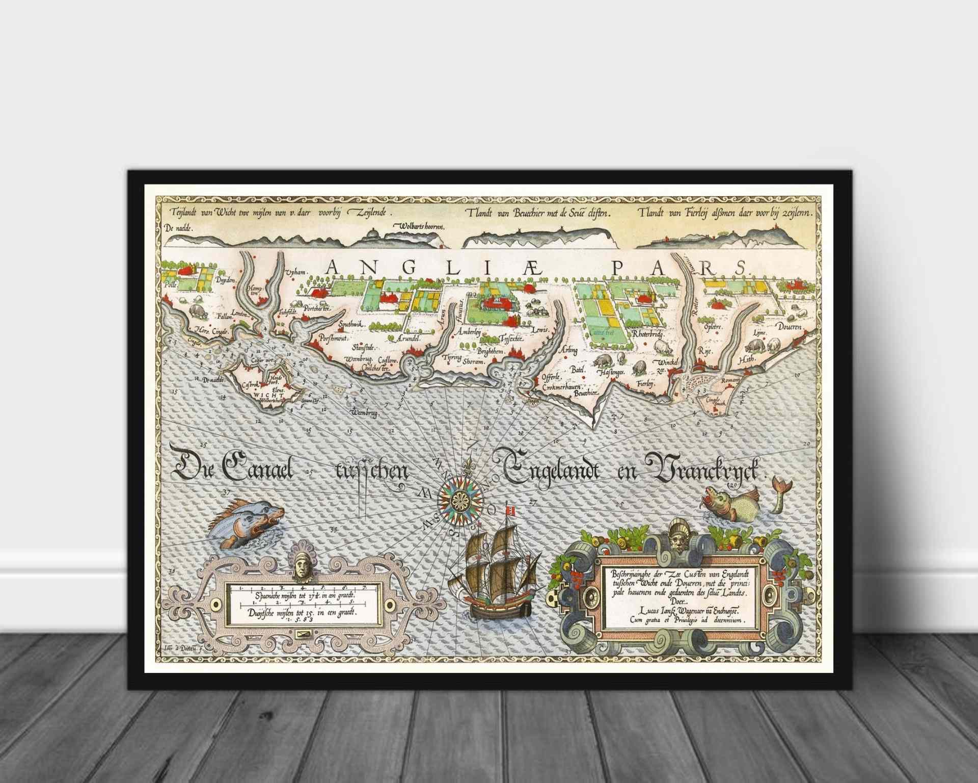 Kart over Sør England - plakat - Plakatbar.no