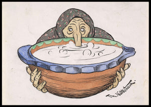 Kjerring med grøtfat, Theodor Kittelsen - Poster - Plakatbar.no