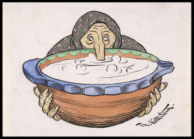 Kjerring med grøtfat, Theodor Kittelsen - Poster - Plakatbar.no