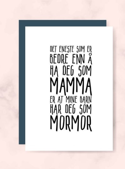 Kopi av Verdens beste Mamma/Mormor kort - Plakatbar.no