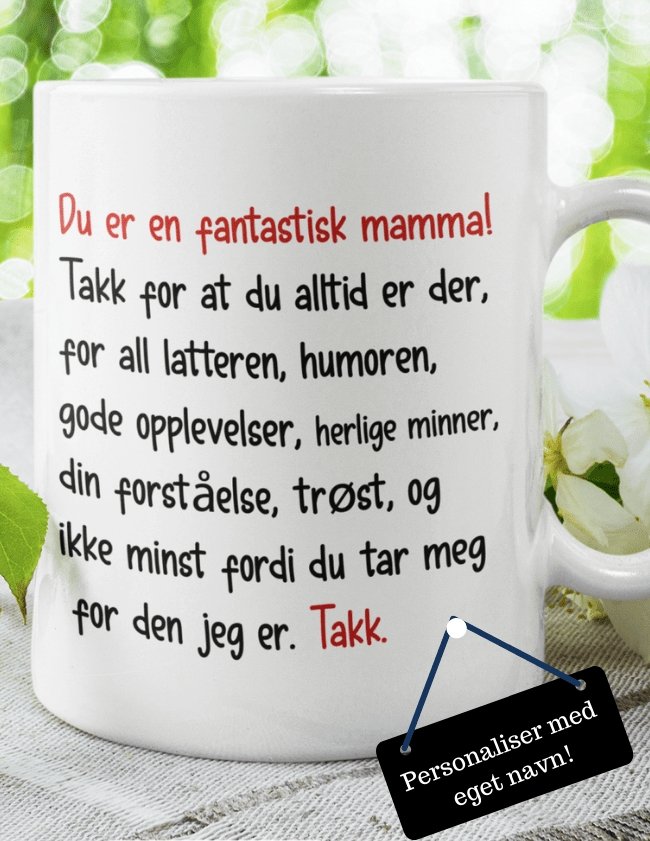 Kopp til mamma - med eget navn - Plakatbar.no