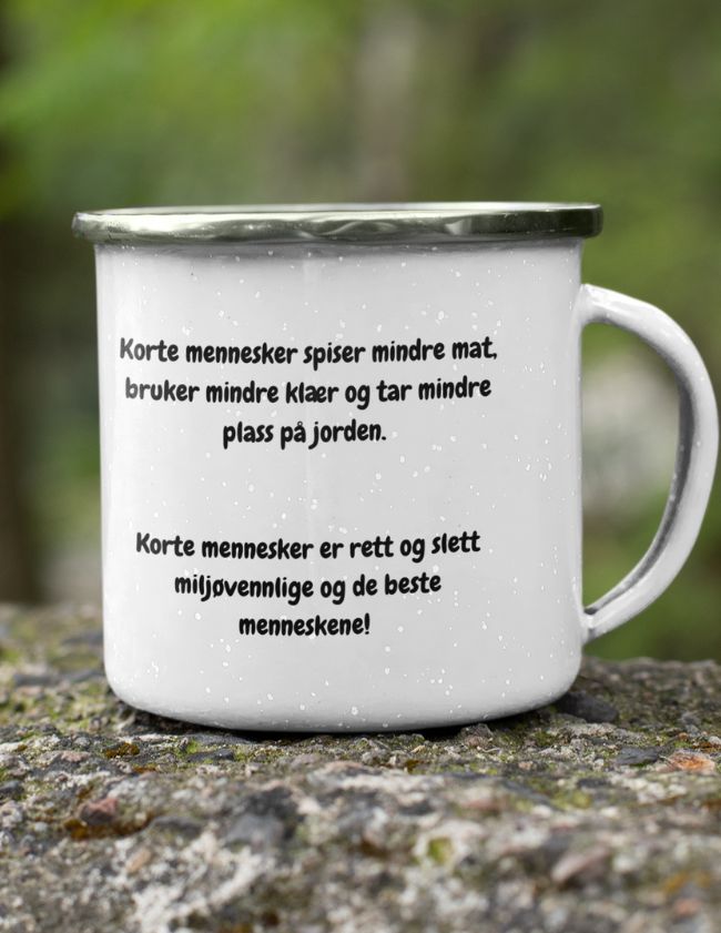 Short people - Enamel mug with silver rim
