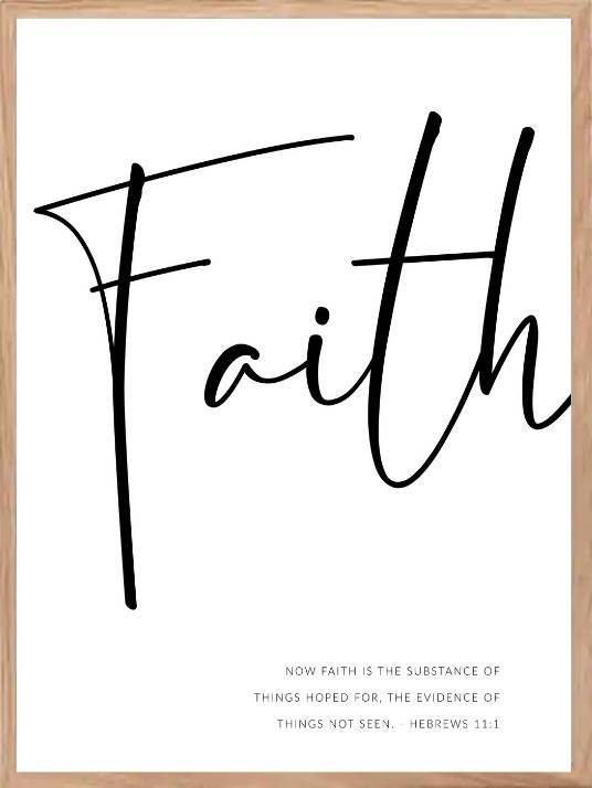 Kristen typografiplakat - Faith - Hvit bakgrunn - Plakatbar.no