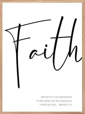 Kristen typografiplakat - Faith - Hvit bakgrunn - Plakatbar.no