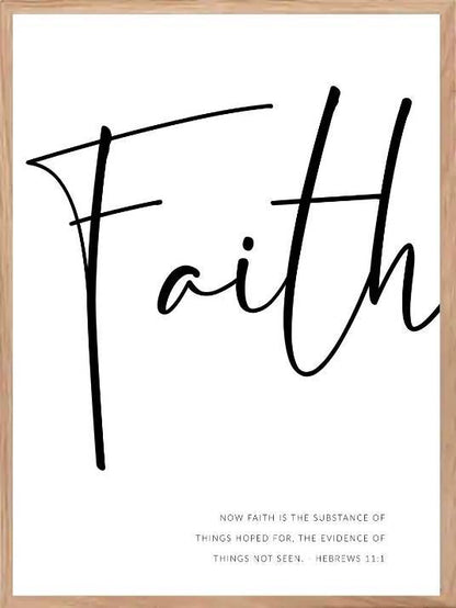Kristen typografiplakat - Faith - Hvit bakgrunn - Plakatbar.no