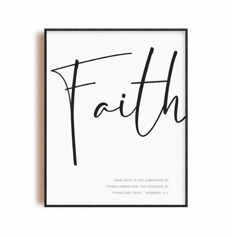 Kristen typografiplakat - Faith - Hvit bakgrunn - Plakatbar.no