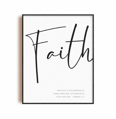 Kristen typografiplakat - Faith - Hvit bakgrunn - Plakatbar.no
