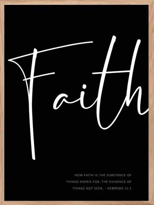 Kristen typografiplakat - Faith - Sort bakgrunn - Plakatbar.no