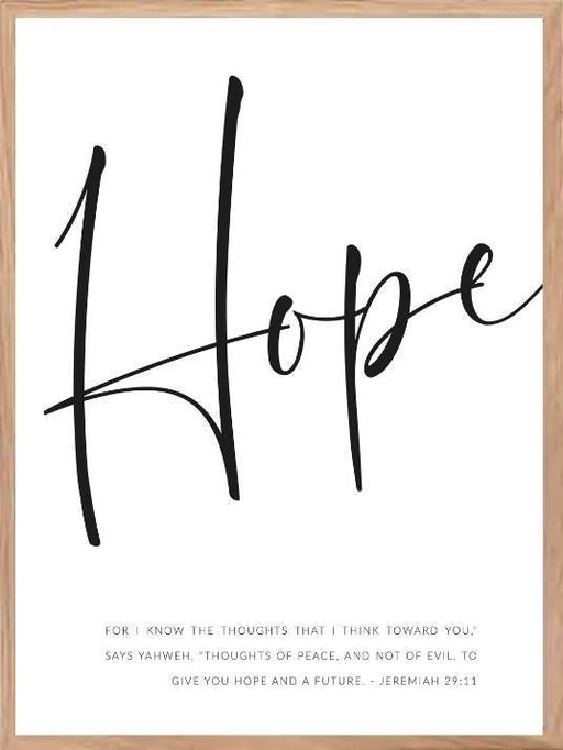 Kristen typografiplakat - Hope - Hvit bakgrunn - Plakatbar.no